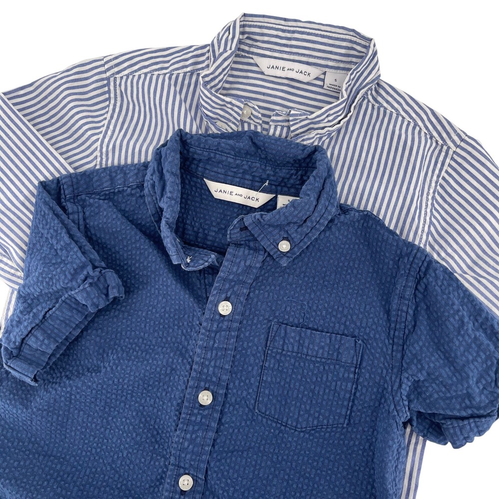 BUNDLE Janie and Jack Button-Up Shirt Striped Casual Cotton Size 5